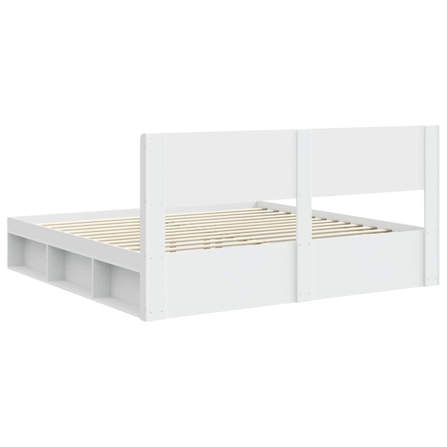 Bed Frame with Storage and Headboard White 200 x 200 cm