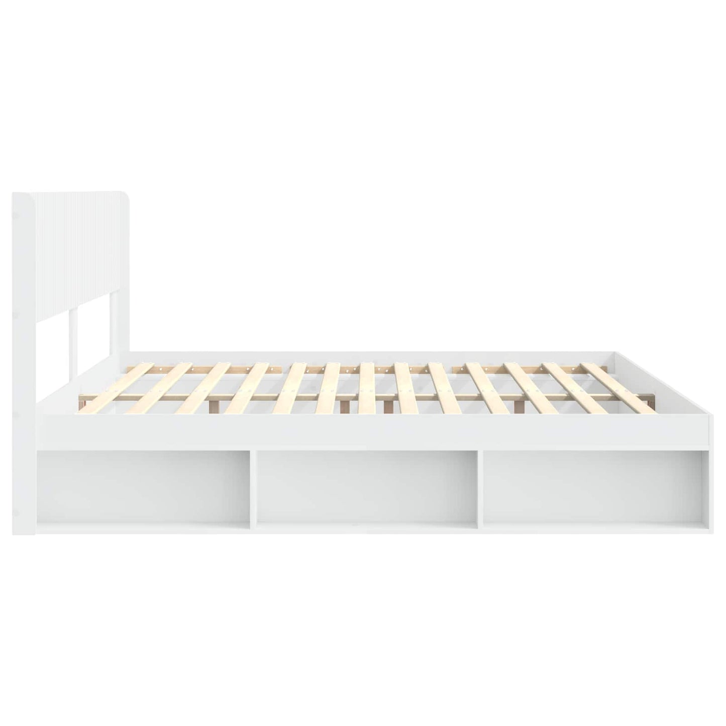 Bed Frame with Storage and Headboard White 200 x 200 cm