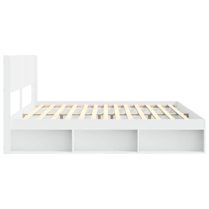 Bed Frame with Storage and Headboard White 200 x 200 cm