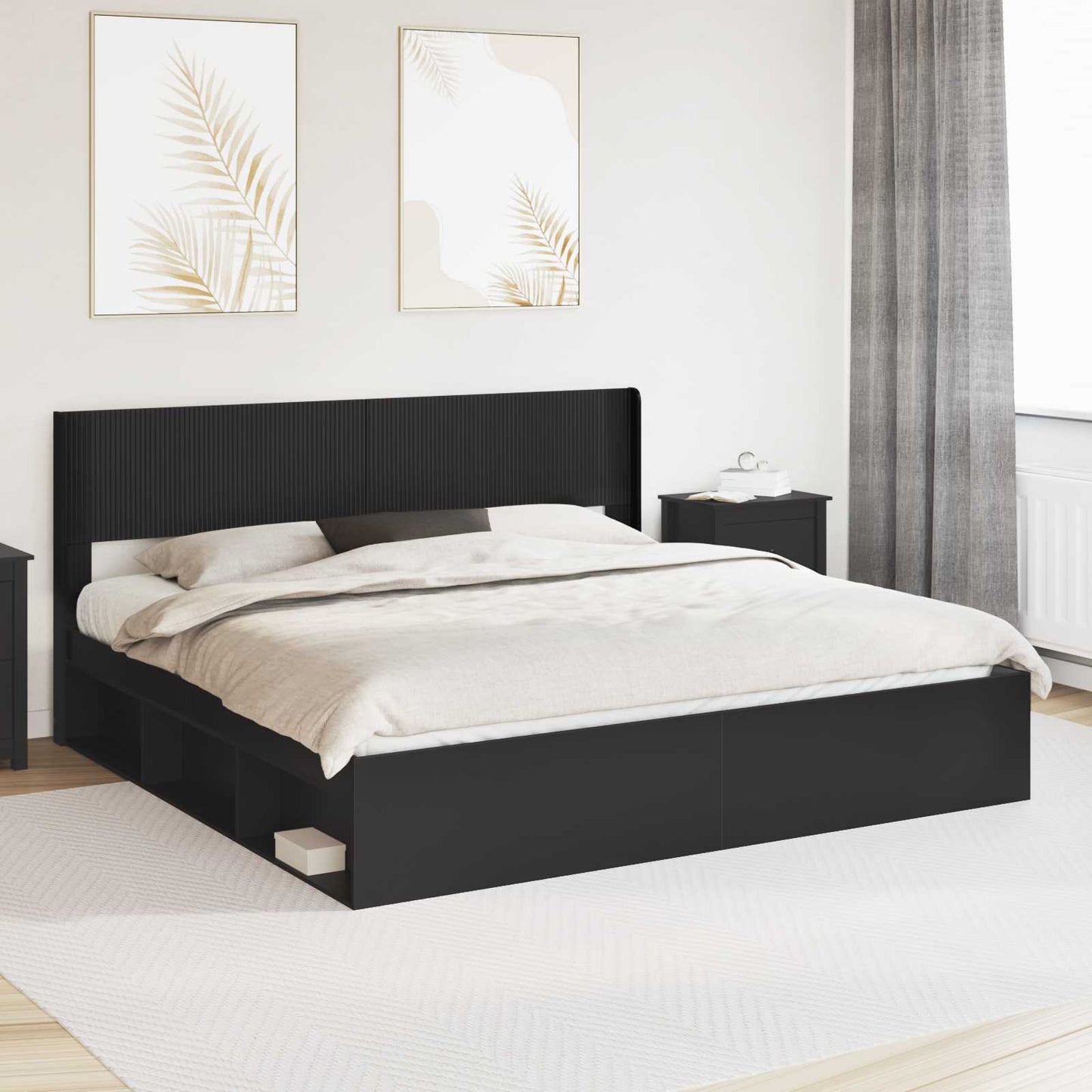 Bed Frame with Storage and Headboard 3 pcs Engineered Wood