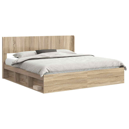 Bed Frame with Storage and Headboard 3 pcs Engineered Wood