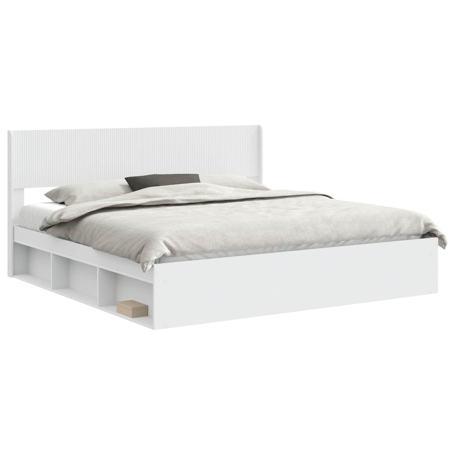 Bed Frame with Storage and Headboard White 180 x 200 cm