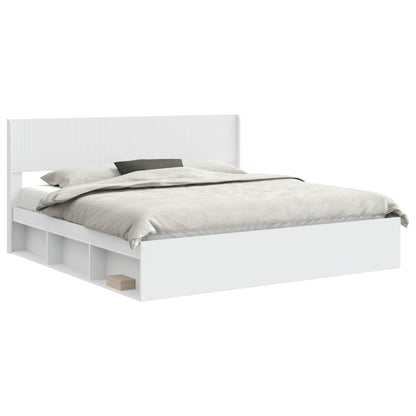 Bed Frame with Storage and Headboard White 180 x 200 cm