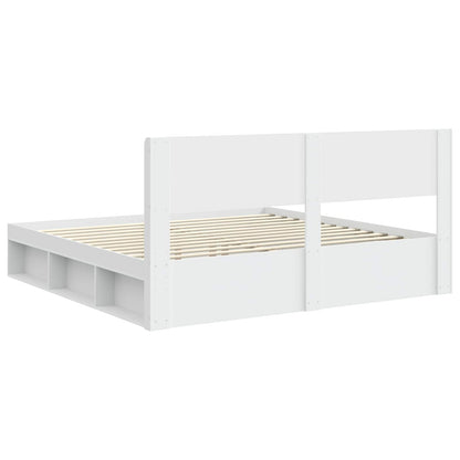 Bed Frame with Storage and Headboard White 180 x 200 cm