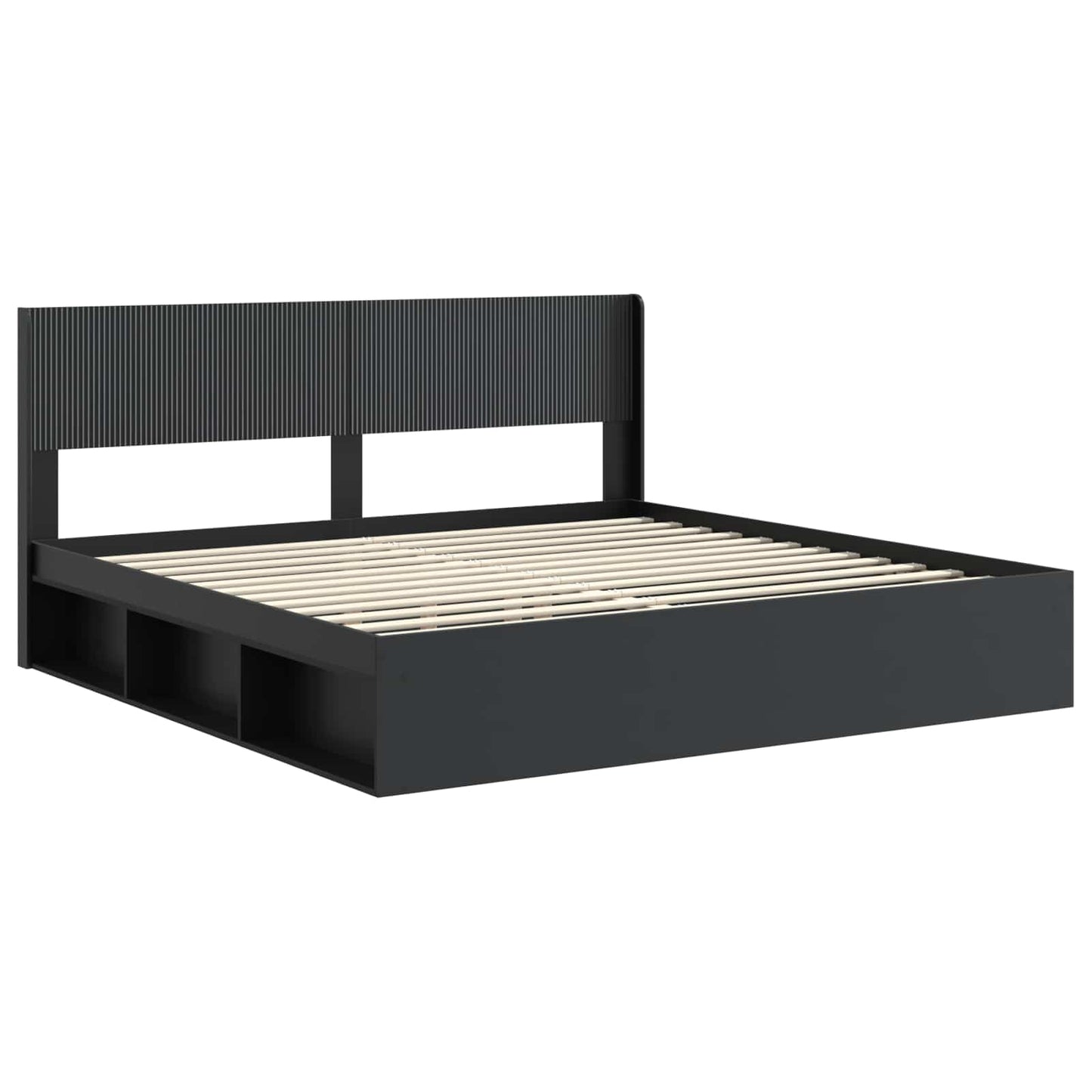 Bed Frame with Storage and Headboard Black 180 x 200 cm