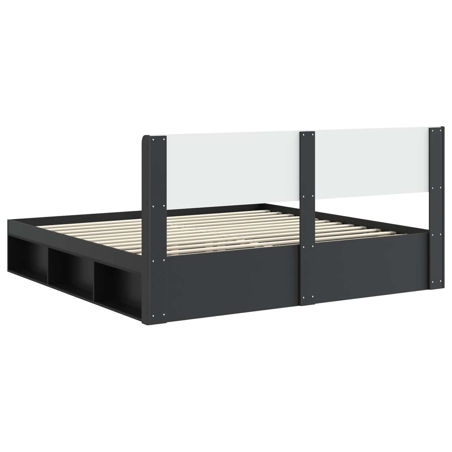 Bed Frame with Storage and Headboard Black 180 x 200 cm