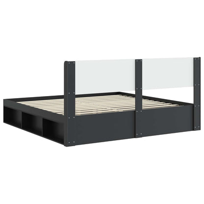 Bed Frame with Storage and Headboard Black 180 x 200 cm