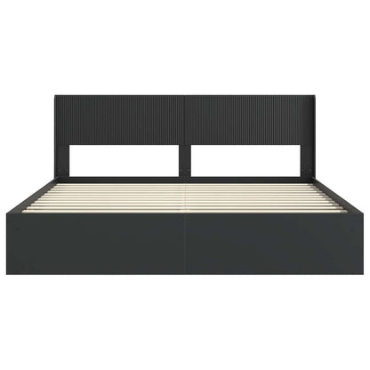 Bed Frame with Storage and Headboard Black 180 x 200 cm
