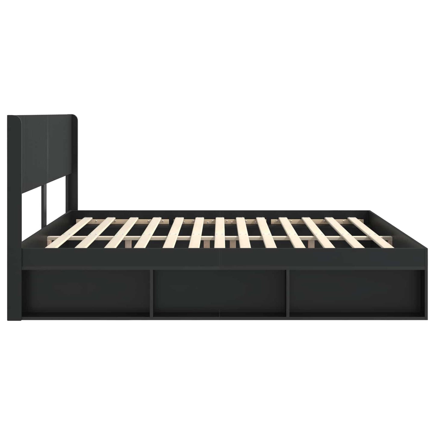 Bed Frame with Storage and Headboard Black 180 x 200 cm