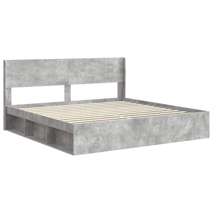Bed Frame with Storage and Headboard Concrete Grey 180 x 200 cm