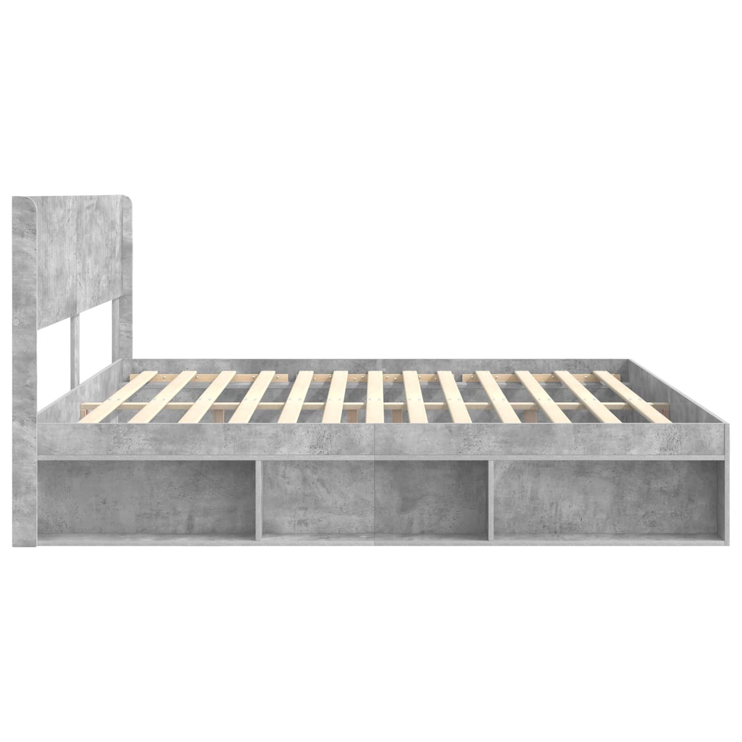 Bed Frame with Storage and Headboard Concrete Grey 180 x 200 cm