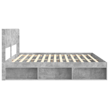 Bed Frame with Storage and Headboard Concrete Grey 180 x 200 cm