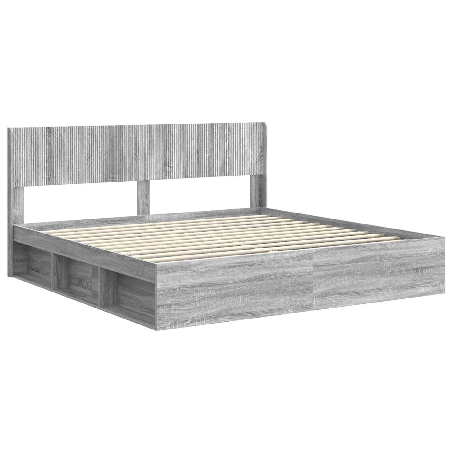 Bed Frame with Storage and Headboard Grey Sonoma 180 x 200 cm