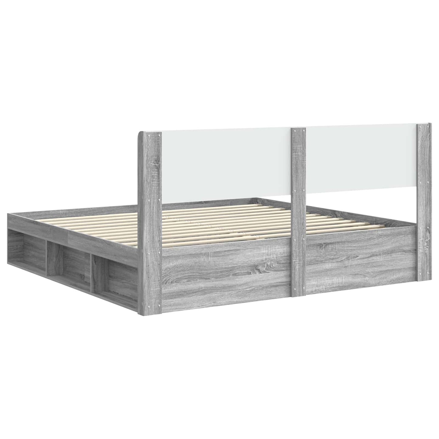 Bed Frame with Storage and Headboard Grey Sonoma 180 x 200 cm