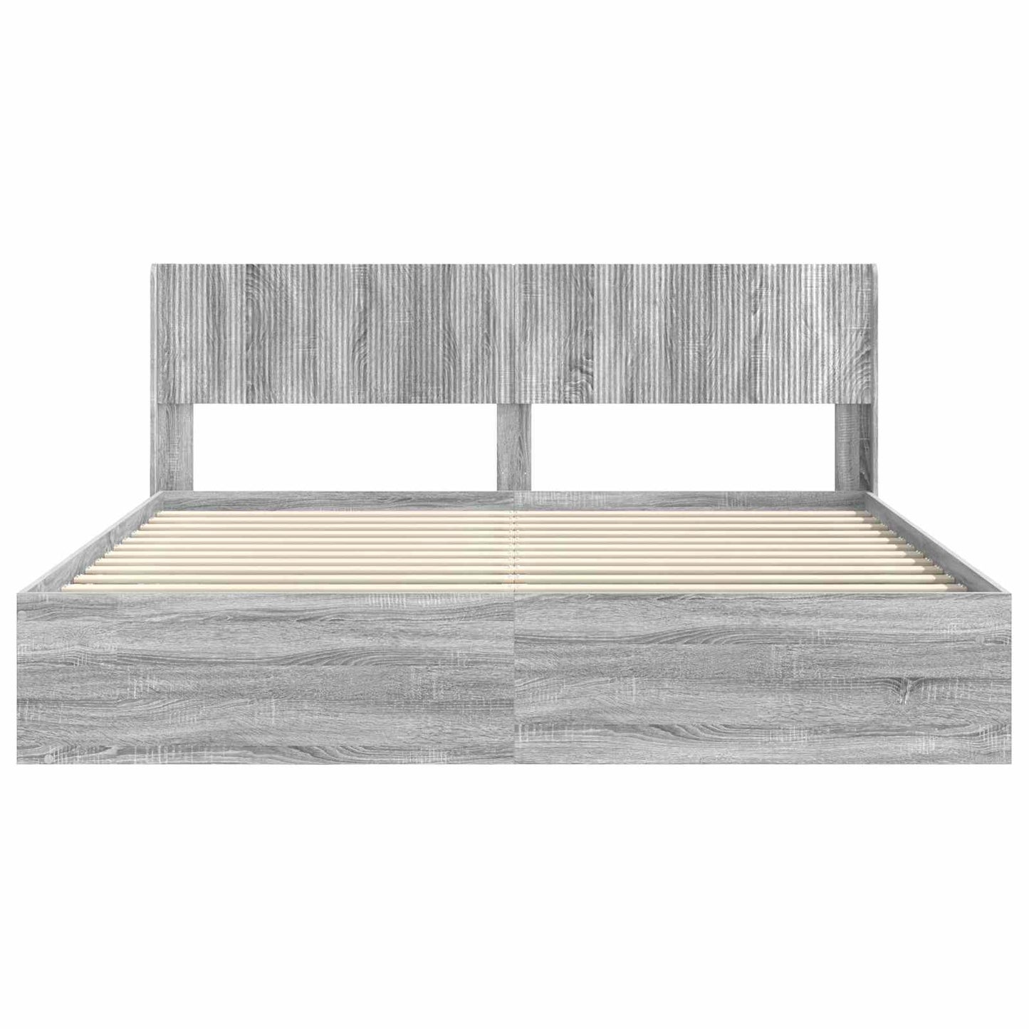 Bed Frame with Storage and Headboard Grey Sonoma 180 x 200 cm