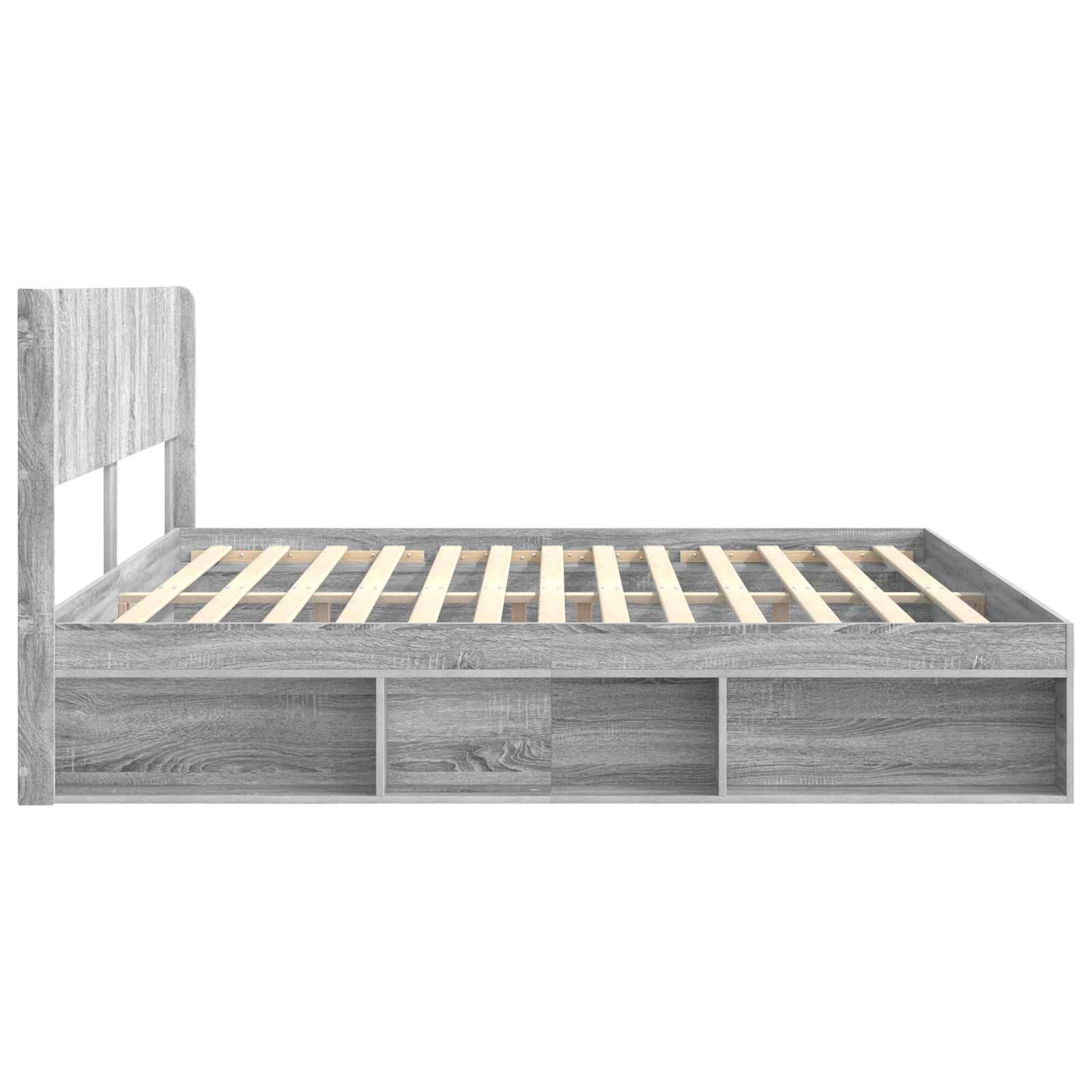 Bed Frame with Storage and Headboard Grey Sonoma 180 x 200 cm