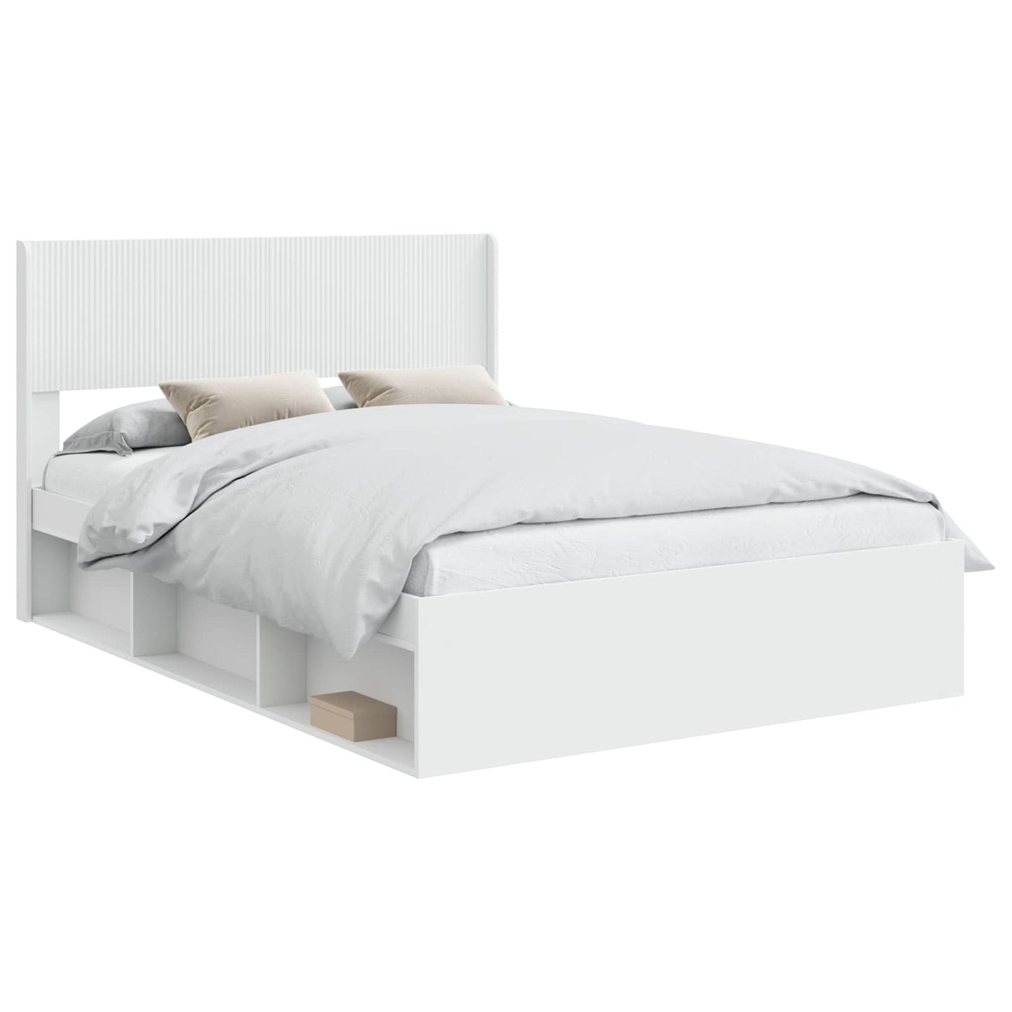 Bed Frame with Storage and Headboard White 160 x 200 cm