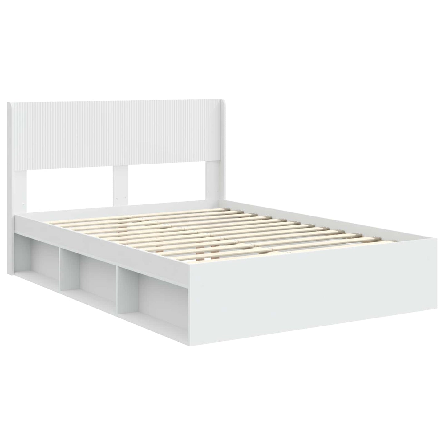 Bed Frame with Storage and Headboard White 160 x 200 cm