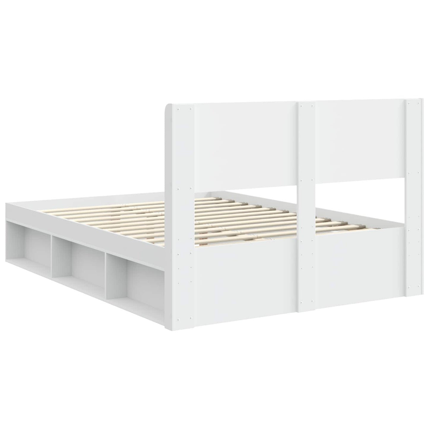 Bed Frame with Storage and Headboard White 160 x 200 cm