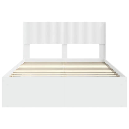 Bed Frame with Storage and Headboard White 160 x 200 cm