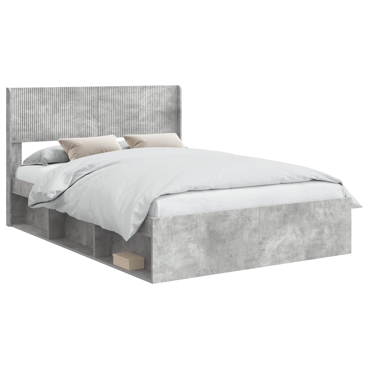 Bed Frame with Storage and Headboard Concrete Grey 160 x 200 cm
