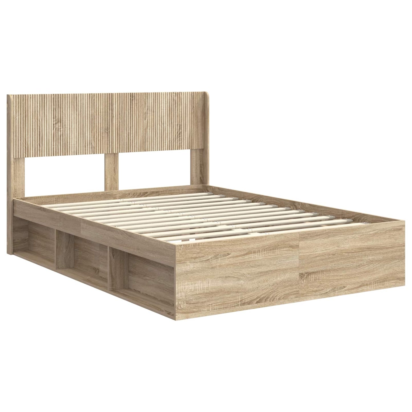 Bed Frame with Storage and Headboard Sonoma Oak 150 x 200 cm