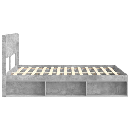 Bed Frame with Storage and Headboard Concrete Grey 150 x 200 cm