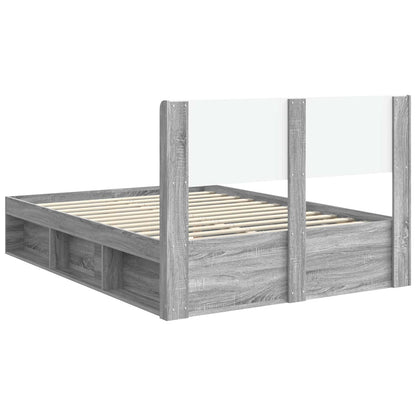Bed Frame with Storage and Headboard Grey Sonoma 150 x 200 cm