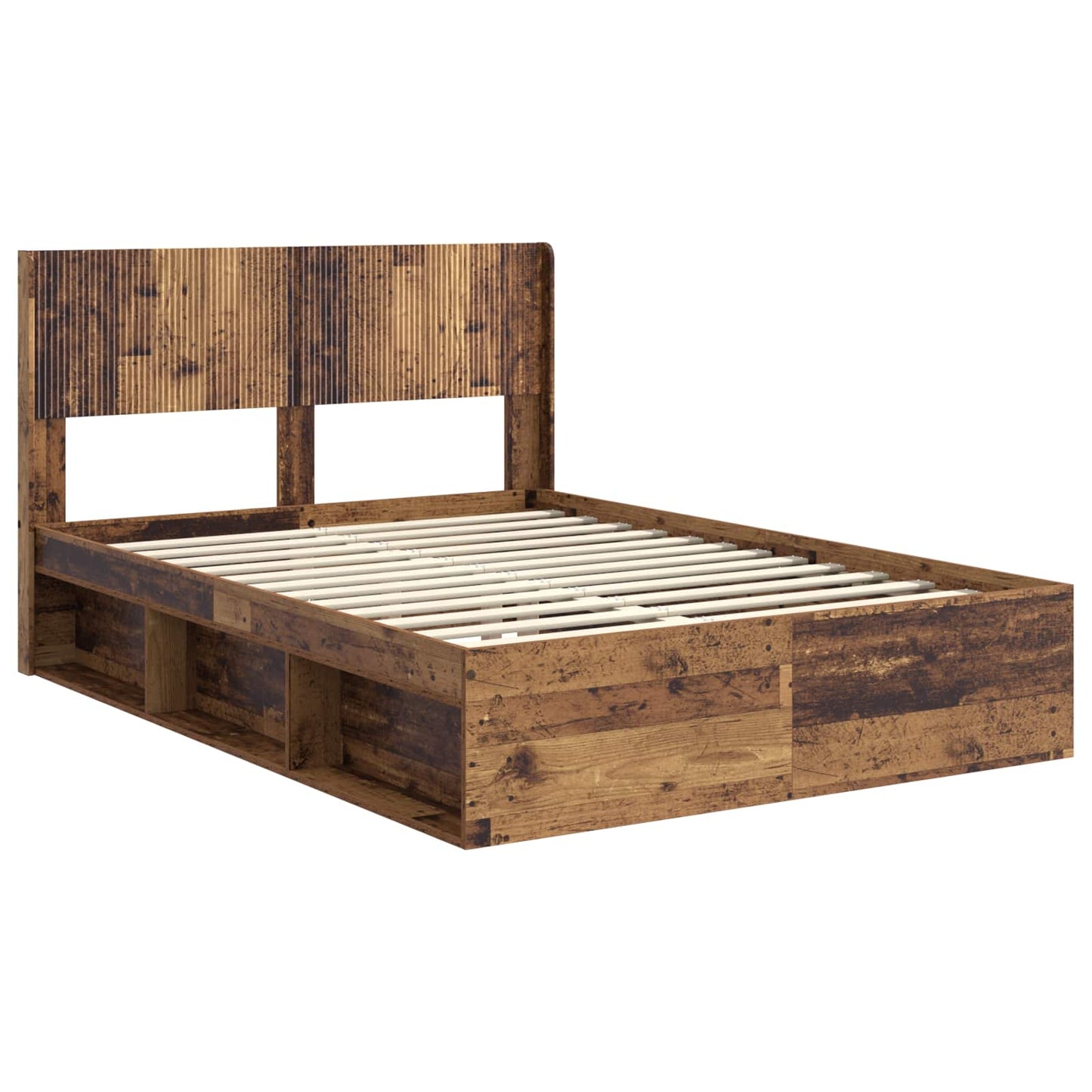 Bed Frame with Storage and Headboard Old Wood 150 x 200 cm