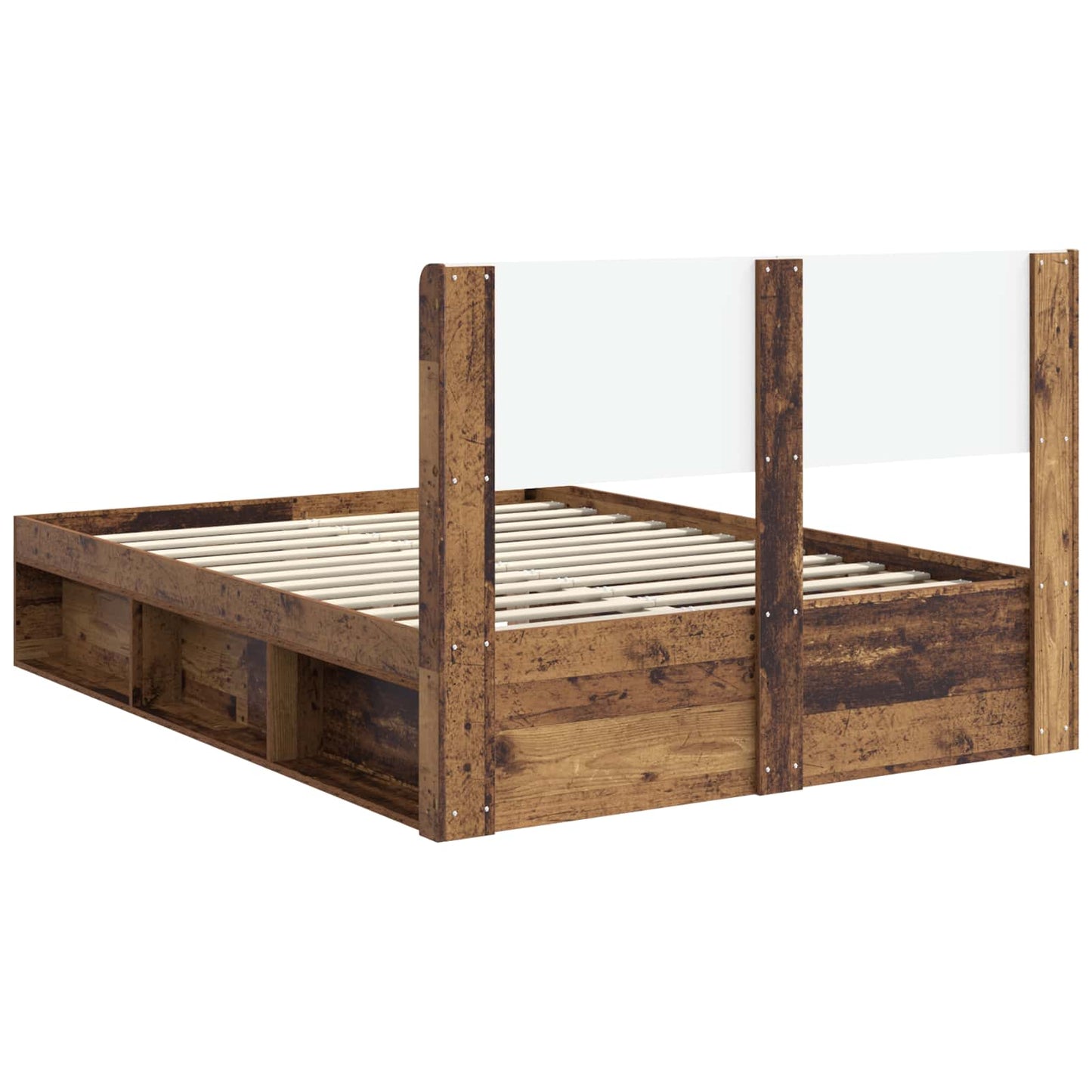 Bed Frame with Storage and Headboard Old Wood 150 x 200 cm