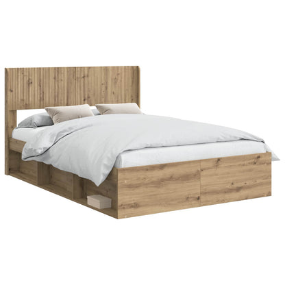 Bed Frame with Storage and Headboard Artisan Oak 150 x 200 cm