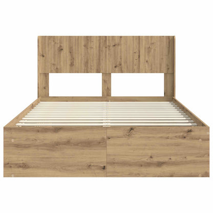 Bed Frame with Storage and Headboard Artisan Oak 150 x 200 cm