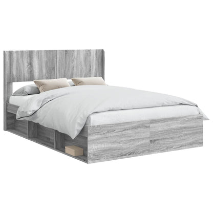 Bed Frame with Storage and Headboard Grey Sonoma 140 x 200 cm