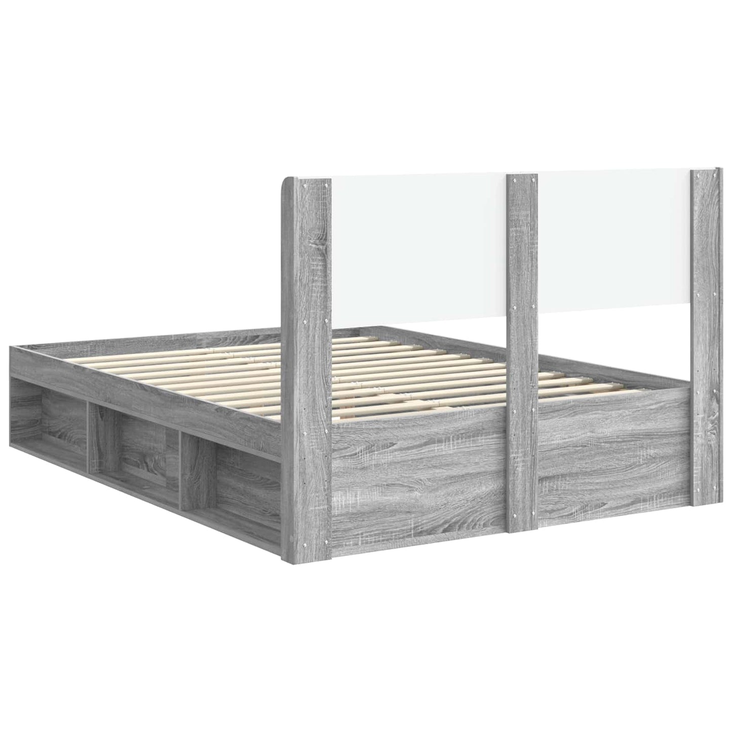 Bed Frame with Storage and Headboard Grey Sonoma 140 x 200 cm