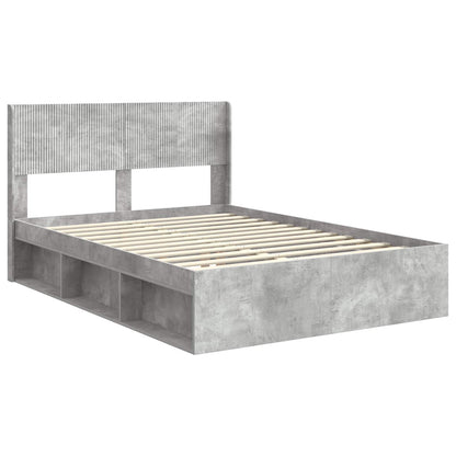 Bed Frame with Storage and Headboard Concrete Grey 140 x 190 cm