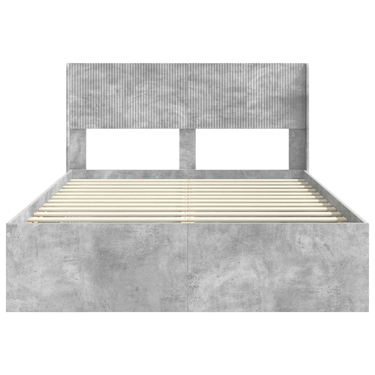 Bed Frame with Storage and Headboard Concrete Grey 140 x 190 cm