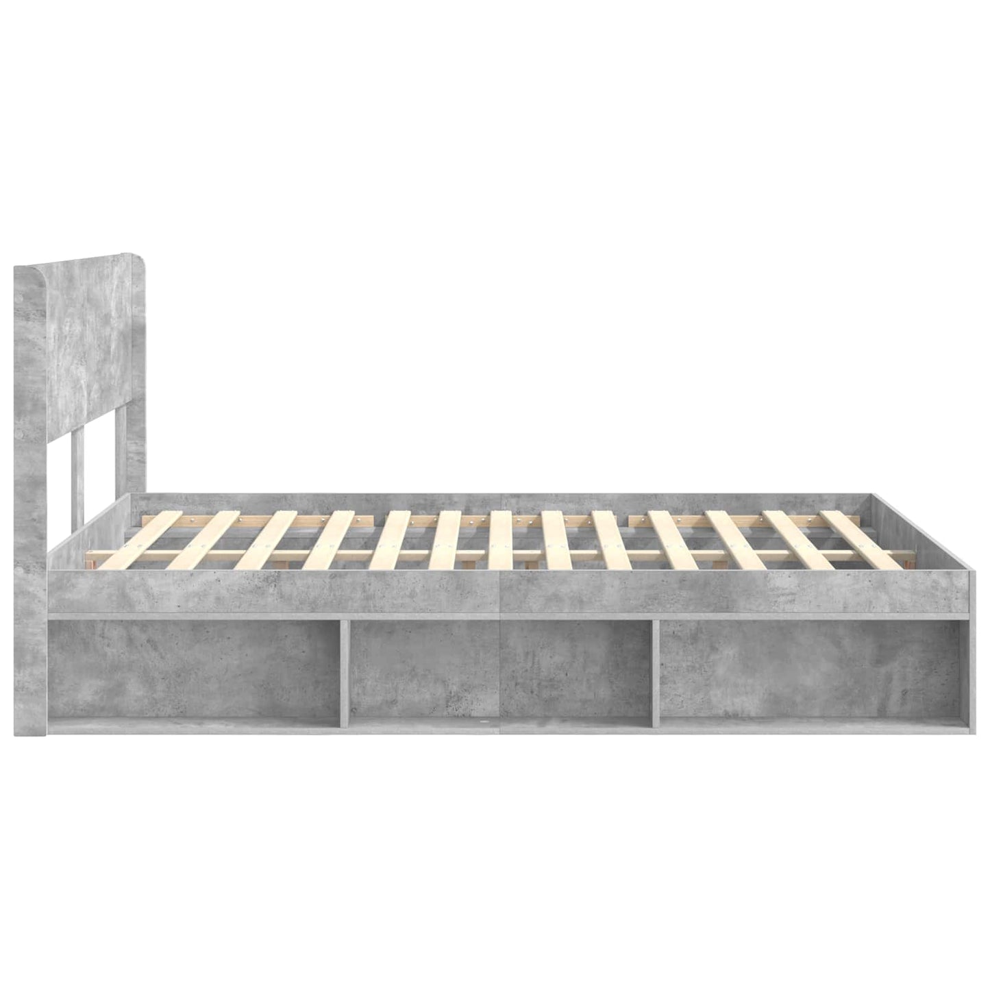 Bed Frame with Storage and Headboard Concrete Grey 140 x 190 cm