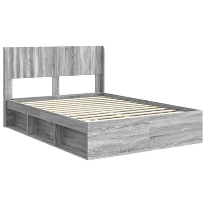 Bed Frame with Storage and Headboard Grey Sonoma 140 x 190 cm