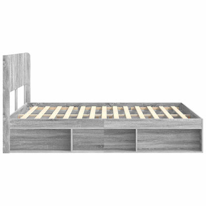 Bed Frame with Storage and Headboard Grey Sonoma 140 x 190 cm