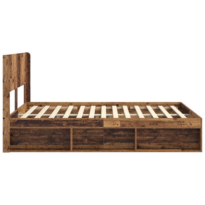 Bed Frame with Storage and Headboard Old Wood 135 x 190 cm