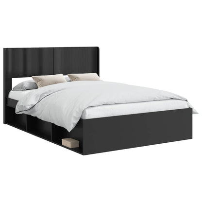 Bed Frame with Storage and Headboard Black 120 x 200 cm
