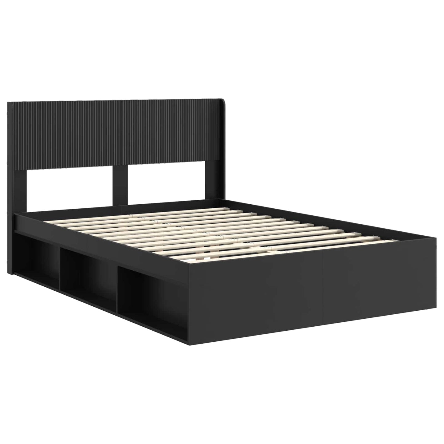 Bed Frame with Storage and Headboard Black 120 x 200 cm