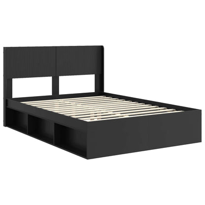 Bed Frame with Storage and Headboard Black 120 x 200 cm