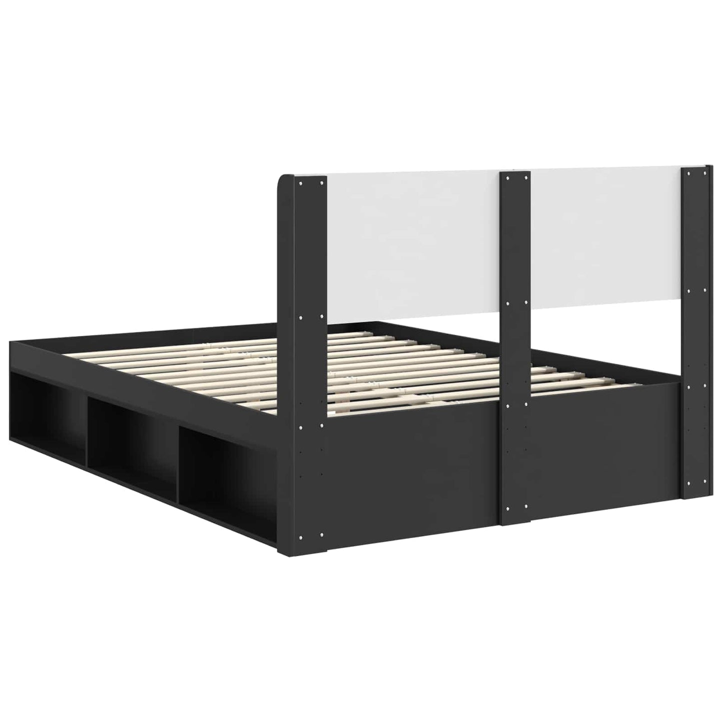 Bed Frame with Storage and Headboard Black 120 x 200 cm