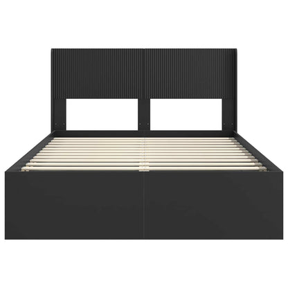 Bed Frame with Storage and Headboard Black 120 x 200 cm