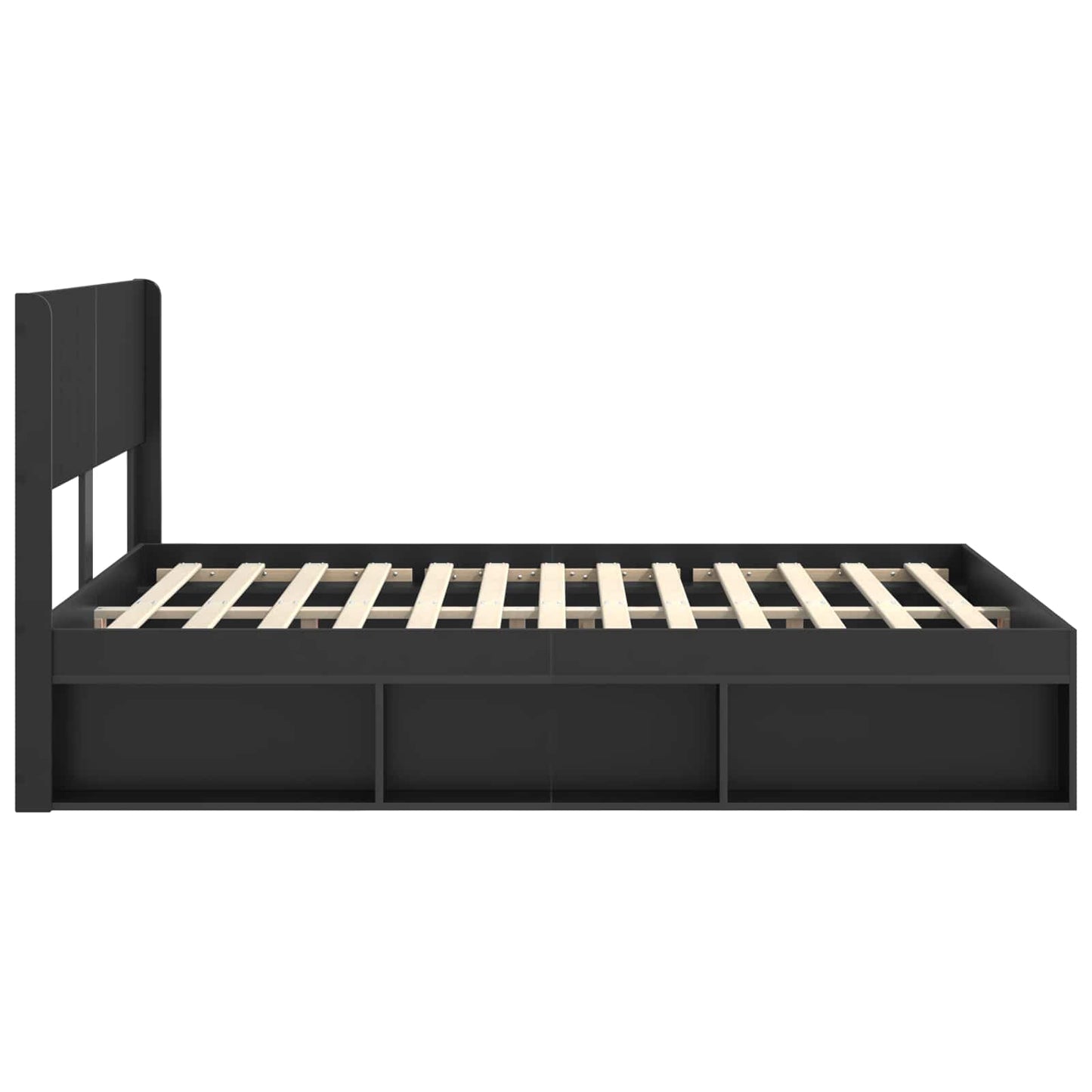 Bed Frame with Storage and Headboard Black 120 x 200 cm