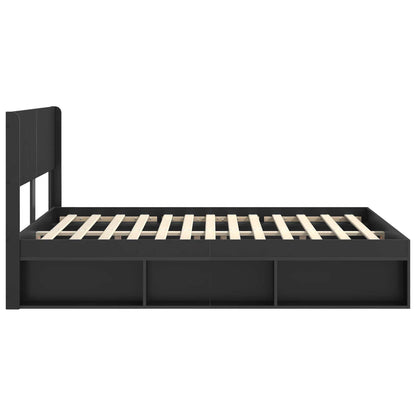 Bed Frame with Storage and Headboard Black 120 x 200 cm