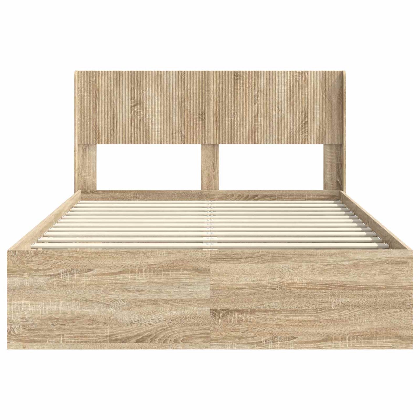 Bed Frame with Storage and Headboard Sonoma Oak 120 x 200 cm