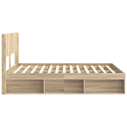 Bed Frame with Storage and Headboard Sonoma Oak 120 x 200 cm