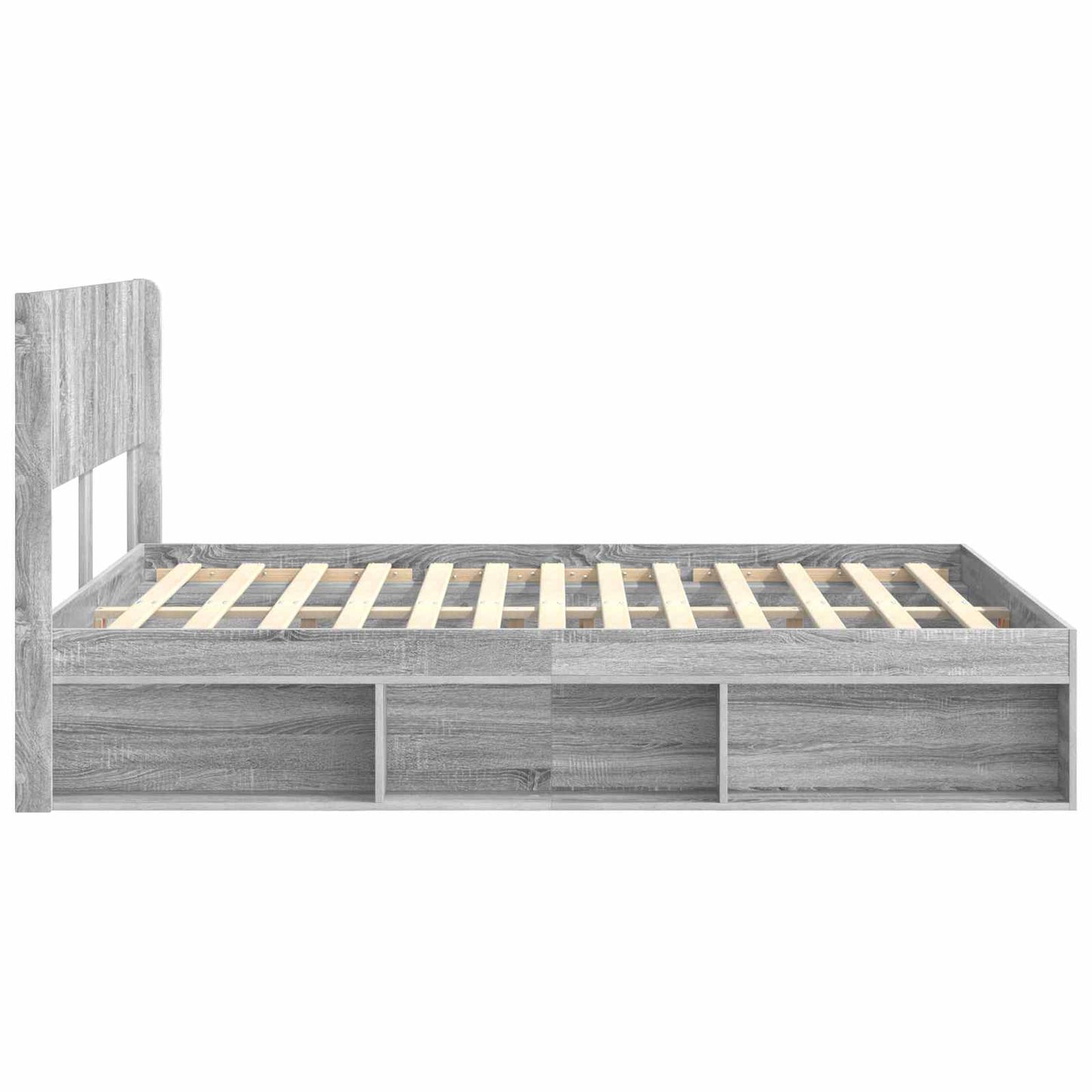 Bed Frame with Storage and Headboard Grey Sonoma 120 x 200 cm